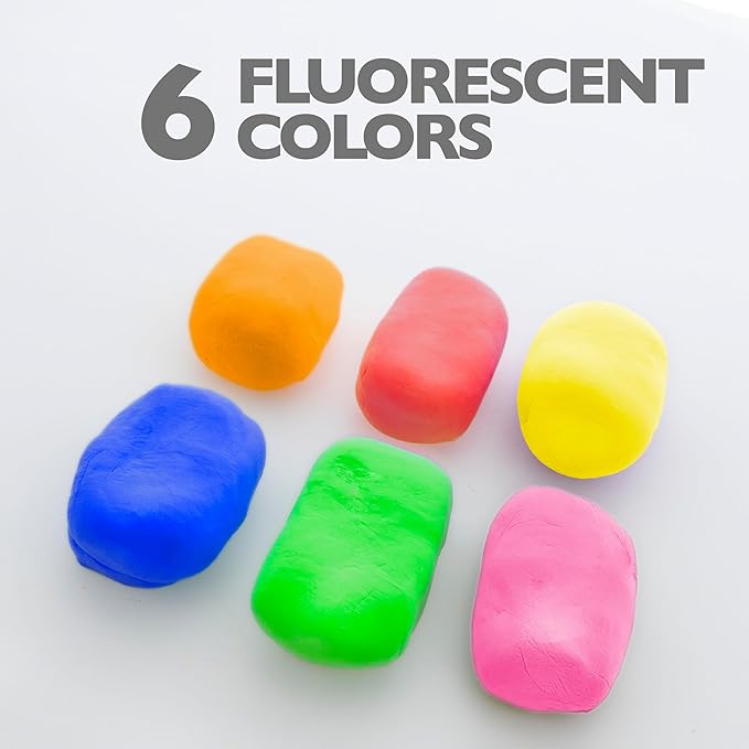BAZIC Products Air Dry Clay 6 Neon Color 12 oz, Light Modeling Dough Art Craft Slime, Non Toxic Gift for Artist Kids Toddler Boys Girls, 6-Pack