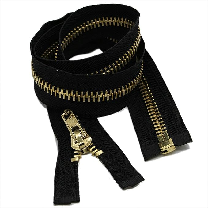 Leekayer #10 36 Inch Metal Zipper Brass Separating Jacket Zipper Heavy Duty Metal Zippers for Jackets Sewing Coats Crafts (36" Brass)