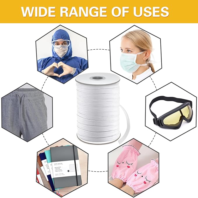 Coopay 100 Yards Length 1/2" Width Elastic Bands Flat Elastic Cord Rope Heavy Stretch Spool Knit for Sewing DIY Projects, Arts & Crafts (White, 1/2 Inch)