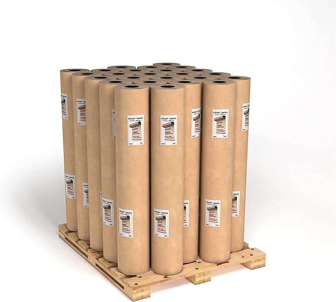 Brown Kraft Paper Roll - 24 Inch X 1200 Feet - for Gift Wrapping, Crafts, Packing, Void Filling - Made in The USA (Kraft Full Pallet 50 Rolls)