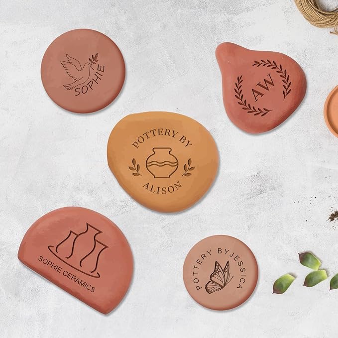 Personalized Pottery Stamp for Clay Custom Clay Stamp for Pottery Ceramic with Logo Name Polymer Clay Tools Gift for Potters Lovers