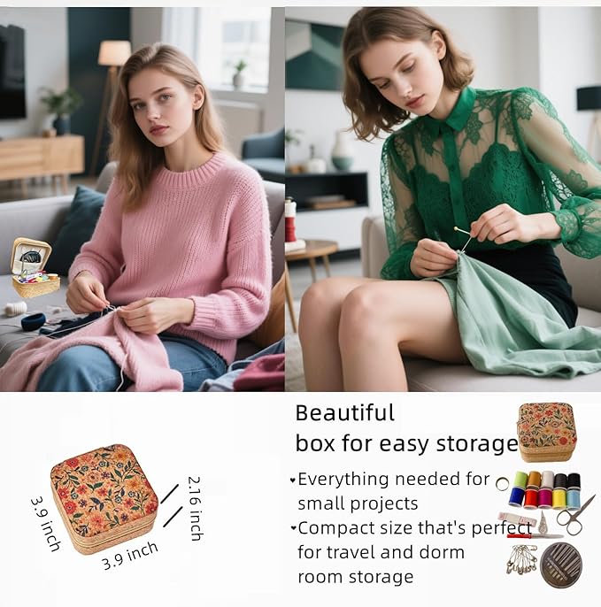 MaryLavender Sewing Kit Portable Sewing Supplies Accessories Box with Thread, Needles, Scissors
