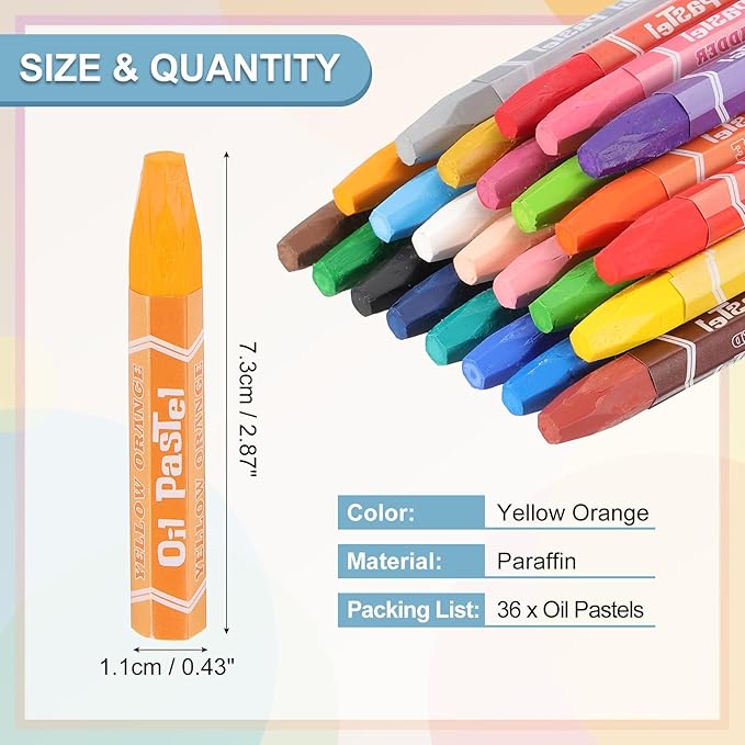 PATIKIL Yellow Orange Oil Pastels, 36Pcs Soft Oil Crayons Pastels Stick Vibrant and Creamy Art Supplies Bulk for Artists Beginners Art Painting Drawing Blending Graffiti Gallery