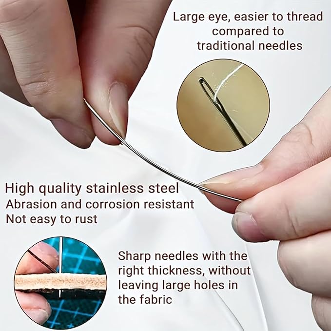 37PCS Hand Sewing Kit with Needle Threader & Thimble, Stainless Steel Big Eye Needles Set for DIY Crafts & Repairs, Portable Embroidery Sewing Tools with Threads & Seam Ripper