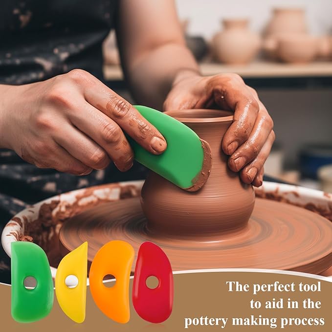 16 Pcs Soft Silicone Pottery Ribs, Multi Styles DIY Smooths Shapes Pottery Trimming Tools, Silicone Clay Ceramic Ribs, 4 Styles, for Shapes Sculpting Mud Trimming Throwing