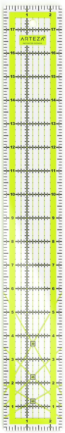 ARTEZA Quilting Ruler – 2.5" x 18" Acrylic Sewing Ruler with Laser-Cut Edges and Dual-Color Grid Lines for Precision Fabric Cutting, Quilting & Patchwork