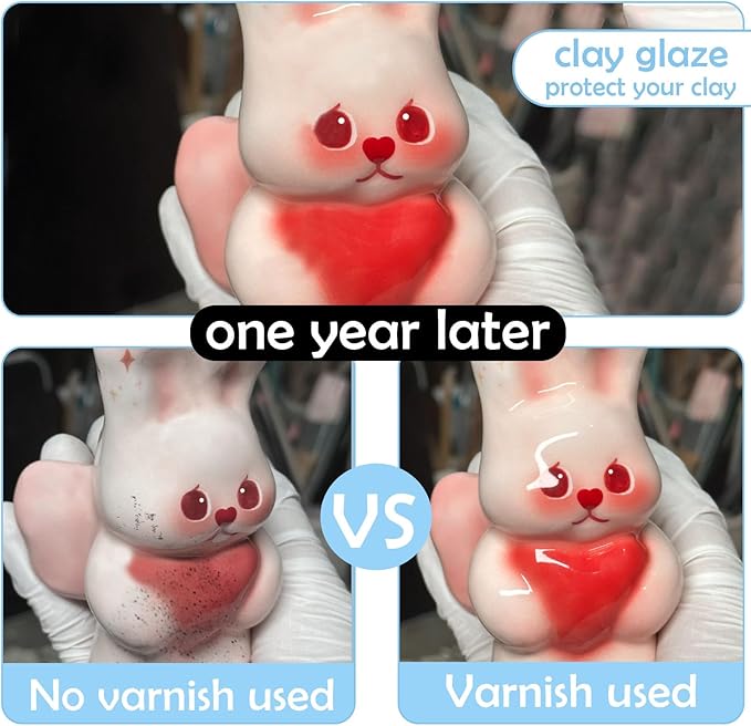 500ml Air Dry Clay Glaze, Air Dry Clay Varnish Can Not Only Used to Prevent Clay Cracking, Scratches, and Wear, Polymer Clay Glaze Can Also Having a Gloss Glaze Effect (Gloss)