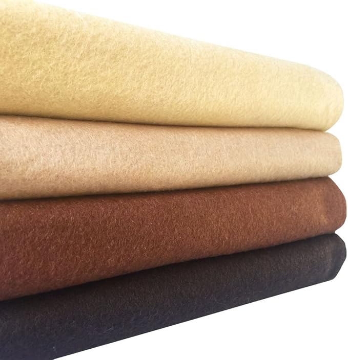 4pcs Thick 1.4mm Soft Felt Fabric Sheet Assorted Color Felt Pack DIY Craft Sewing Squares Nonwoven Patchwork (92x90cm Brown)
