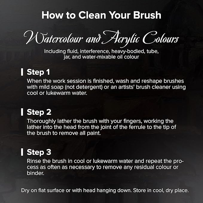 Silver Brush Limited 3008S-1 Black Velvet Square Wash Paintbrush for Watercolor, Gouache, Inks, & Dyes, Size 1 Inch, Short Handle