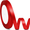 3/8" x 25 Yards Satin Ribbon, Red Silk Ribbon Ideal for Gift Wrapping, Floral Bouquets, Crafts, Wedding Party Decorations, Christmas and Sewing Projects