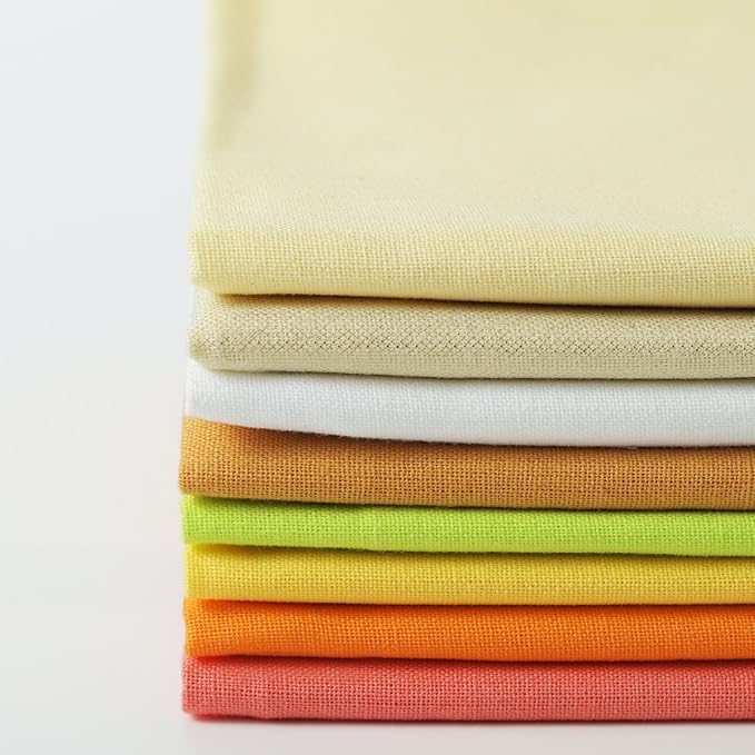 18 * 21inch Cotton Fabric, Premium Fabric Pure Quilting Fat Quarter Bundles Patchwork for Sewing DIY Craft (Orange Yellow Series, 8PCS)