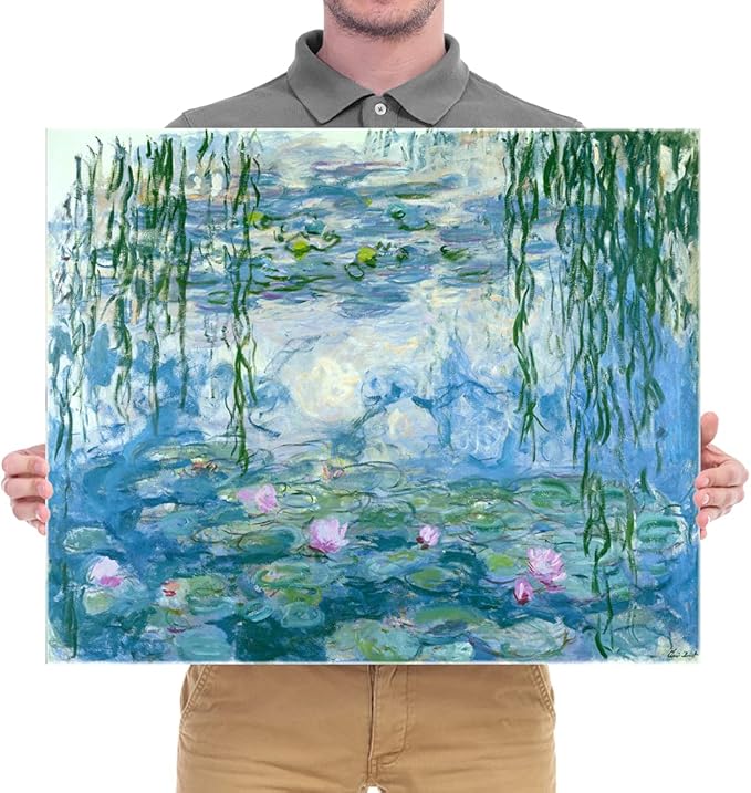 Wieco Art Water Lilies Giclee Canvas Prints Wall Art by Claude Monet Famous Oil Paintings Flowers Reproduction Modern Clsssic Landscape Artwork Picture Printed on Canvas for Home Office Decorations