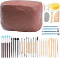 ReArt Natural Air-Dry Clay, Pottery Clay10LBs with 40 Pcs Pottery Tools Clay Sculpting Tool Set, All-Purpose Modeling Clay (Terra Cotta)