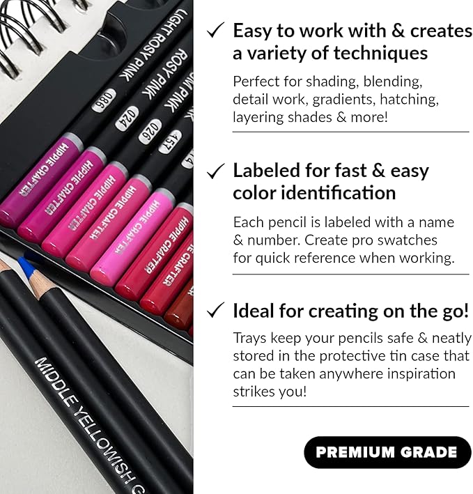 HIPPIE CRAFTER Color Pencils, 72 Colored Pencils for Adult Coloring Books, Professional Artist Set, Premium Soft Pencil Colors for Drawing, Sketching, and Art Supplies for Beginners and Kids