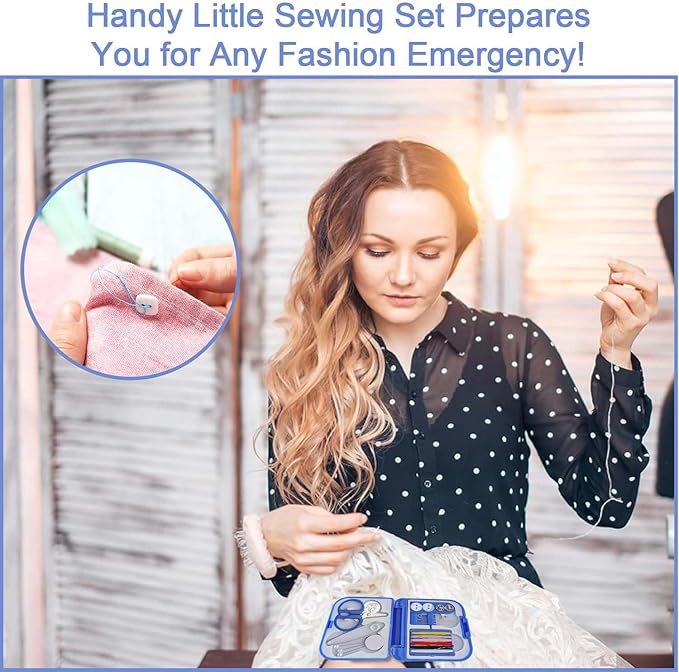 2 Pack Mini Travel Sewing Kit, Portable Sewing Kit, Emergency Sewing Travel Small, Beginners DIY Sewing Thread Needle Threader Scissors Kit for Women, Mom, Traveler, Adults, Beginner