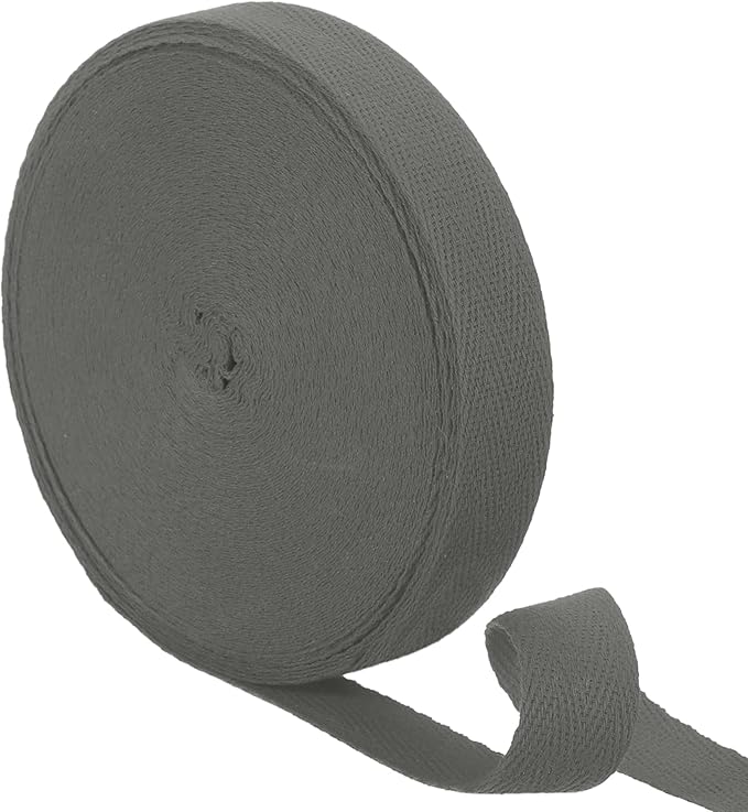 uxcell 23 Yards Cotton Twill Tape, 3/4-inch Herringbone Webbing Ribbon Bias Binding Tapes for Clothes Sewing, DIY Crafting (Dark Gray)
