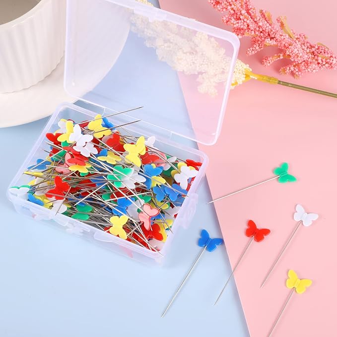 200 Pcs Flat Head Straight Pins, Sewing Pins Quilting Pins for Sewing DIY Projects Dressmaker Jewelry Decoration (Butterfly)