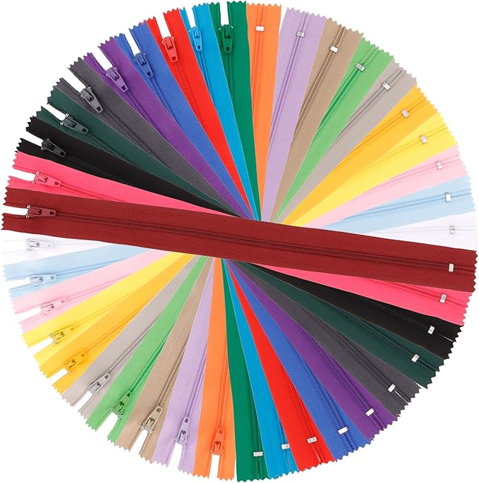 Zippers - 100 Pcs Nylon 12 Inch Colorful Sewing Zippers for Making Bags, Pouches, Pillow Covers & Crafts - 20 Colors