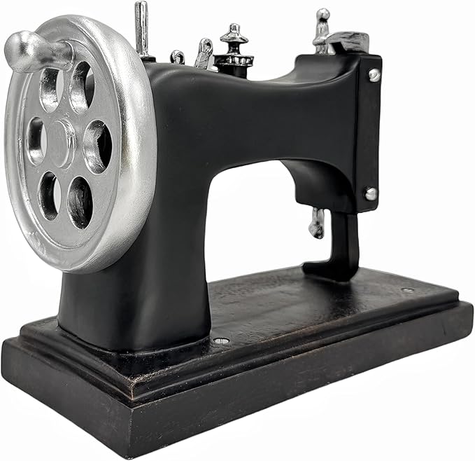 8.3''H Vintage Sewing Machine Model Figurine Retro Resin Needlework Decoration 70s 80s Nostalgic Tailor Design Antique Figurine for Clothing Shop, Café, Desk,Window Display Photography Props
