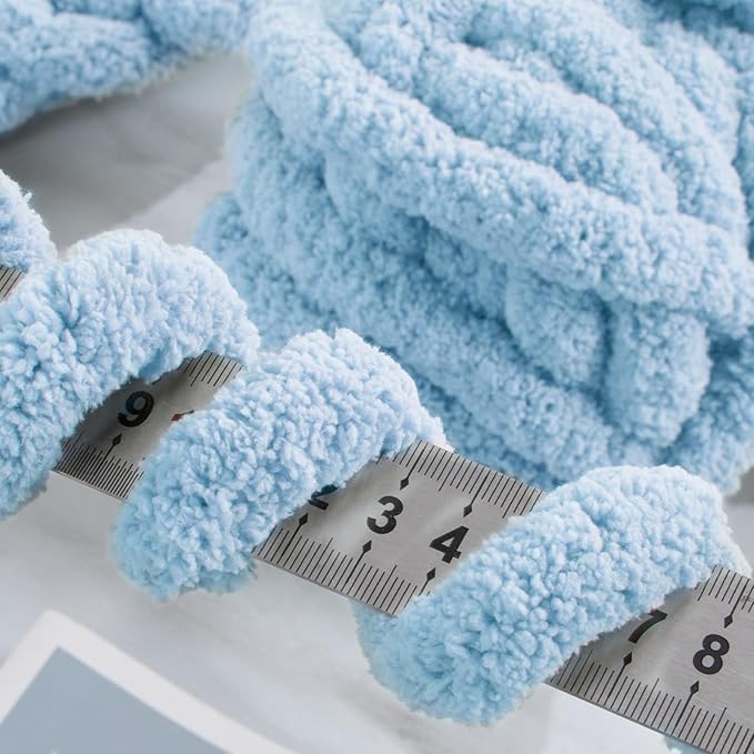MABOZOO Assorted Chunky Yarn for Crocheting 8 Pack,Fluffy Jumbo Chenille Yarn,Soft Plush Yarn Bulky,Giant Thick Fuzzy Yarn for Hand or Arm Knitting,Cream & Sky Blue(31.7 yds,8 oz Each Skein)