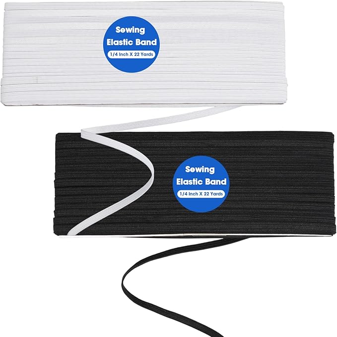 Shappy Elastic for Sewing Knit Elastic Band (1/4 Inch X 44yards,Black and White)