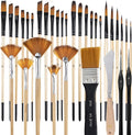 33 Pieces Paint Brush Set, Artist Series, Nylon Bristles with Round, Filbert, Flat, Fan, Angle, Detail Brush, Palette Knife,Suitable for Artists and Beginners for Acrylic Painting, Oil, Watercolor..