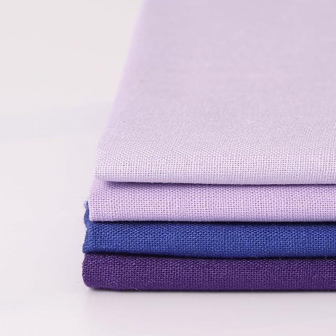 18 * 21inch Cotton Fabric Premium, Solid Precut Fabric Pure Quilting Fat Quarter Bundles Patchwork for Sewing DIY Craft (Purple, 4PCS)