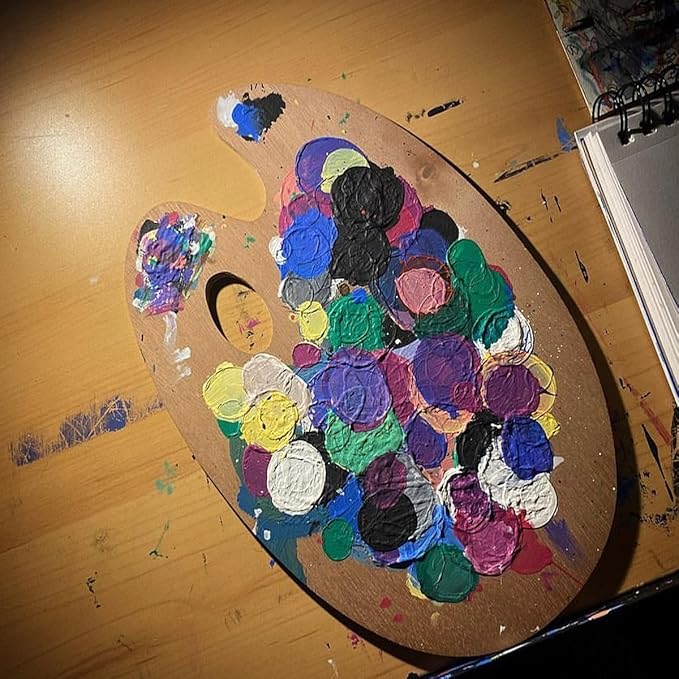 8" X 12" Wooden Oval-Shaped Artist Painting Palette,Oil Watercolor Paint Palette,Wood Paint Palette with Thumb Hole,Art Pallet for Painting,Palettes,Wood Paint Color Mixing Tray Acrylic Painting Wood