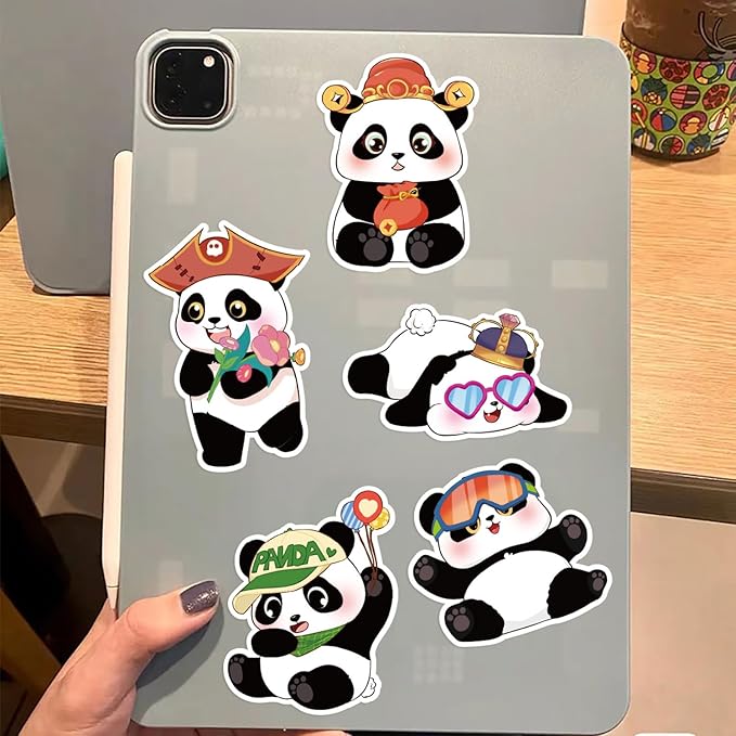 24 Sheets Panda Make a Face Stickers, Mix & Match Facial Feature Decals, Waterproof Vinyl Animal Stickers for Journaling Scrapbooking and Creative Collage