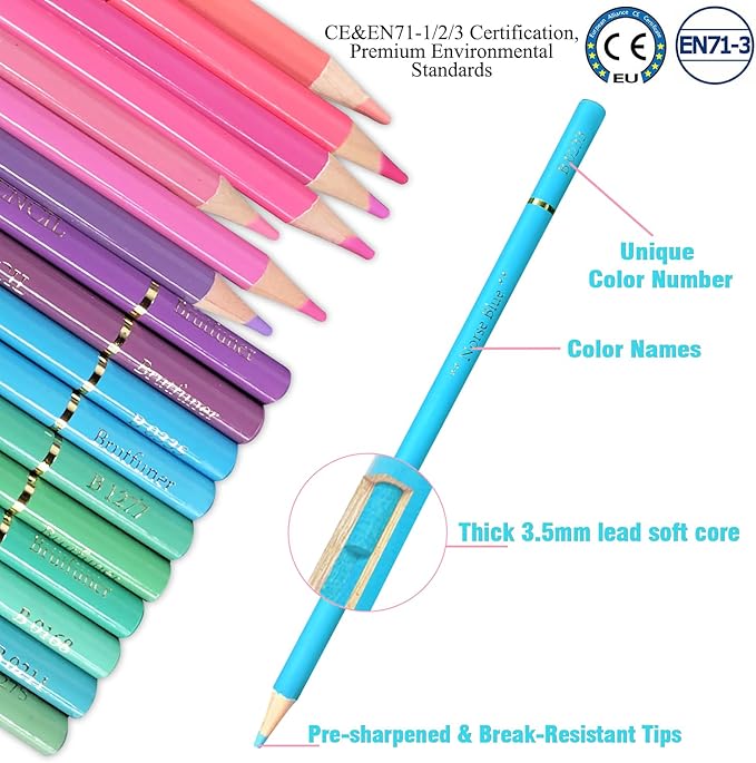 LBW 50 Macaron Pastel Colored Pencils Professional Soft Core for Adults Kids Beginners Sketching Shading