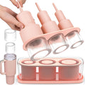 Ice Cube Tray for Tumbler Cup 30Oz-40Oz, 3 Pcs Silicone Cylinder Ice Mold with Lid and Bin for Freezer, Easy Fill and Release Ice Maker for Whiskey, Cocktail BPA-Free (Pink, 40Oz-Type2)