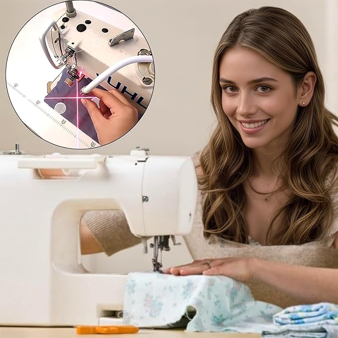 Magnetic Positioning Quilting Laser Light for Sewing Machine, Sewing Machine Laser Guide, Red Guide Line Tool, Rotating Lazerguided Stitching Accessory with Dot/Straight/Crosshair (Dot)