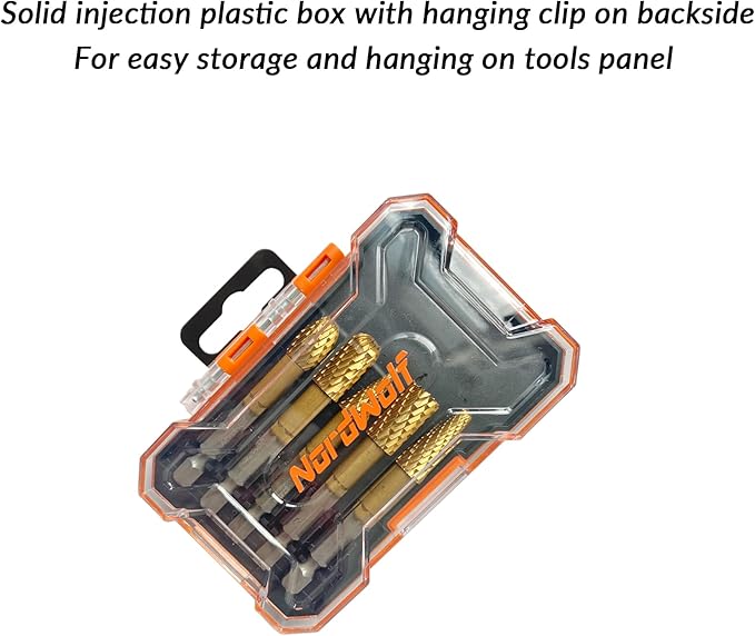 NordWolf 5-Piece Rotary Burr Carving Rasp Files Set, with 1/4" Hex Shank for Metal, Soft Metal, Wood & Plastic Deburring, Shaping, Grooving, Polishing and Grinding