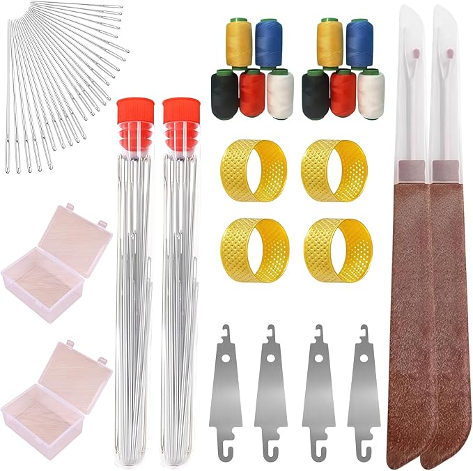 34PCS Big Eye Steel Needles Set, Long & Thin Handmade Quilting & Sewing Needles Kit for DIY Sewing Projects, with Storage Box, Seam Ripper, DIY Craft Kit for Beginners & Daily Use (2PCS)