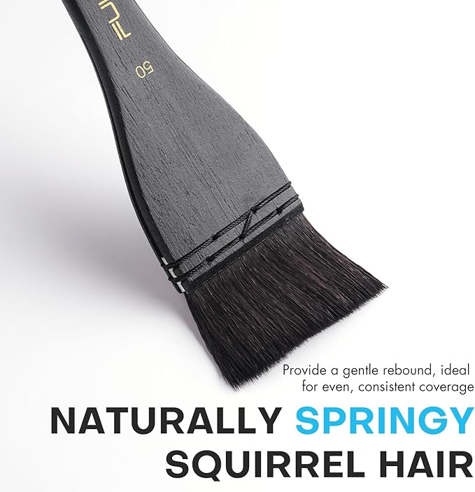 Flat Watercolor Brushes, Fuumuui 50mm Professional Squirrel Hair Flat Hake Brushes, Artists Scale Large Paint Brush with Long Handle for Watercolor and Acrylic Paints