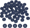 HARFINGTON 50pcs Sewing Button 11mm (15/32 Inch) 4 Holes Resin Thickened Round Crafting Replacement Buttons for Clothing DIY Crafts Decoration, Dark Blue