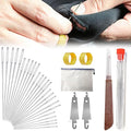 Big Eye Steel Sewing Needles Kit, 34PCS Big Eye Steel Needles Set - Long & Thin Handmade Quilting & Sewing Needles Kit, Portable Sewing Kit in Faux Leather Case, for DIY Sewing