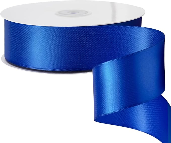 LIUYAXI Blue Stain Ribbon, 2" X Continuous 50 Yards, Double Faced Fabric Ribbon Use for Bows Bouquet,Christmas Gift Wrapping,Floral Arrangement