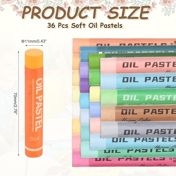 MECCANIXITY Soft Oil Pastels, Oil Pastel Crayons Vibrant Color Blendable Art Supplies for Painting Drawing Blending Painting Artists Beginners Professional(Orange, Pack of 36)