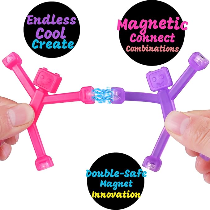 Valentines Day Gifts for Kids: 12Pcs Magnetic-People-Magnet-Men, Travel Toys for Kids, Cute Robot & Funny Magnets, School Party Favors Bulk, Small Toys for Classroom Prizes, Easter Egg Stuffers