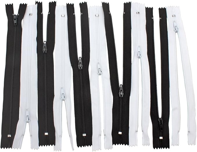Amariver Black and White Nylon Coil Zippers, 100Pcs 9 Inches Nylon Coil Zippers for Tailor Sewer Sewing Crafter Special, 2 Colors, 50 Pcs Per Color
