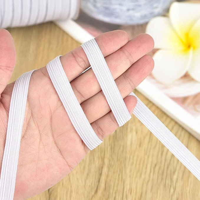 Coopay 100 Yards Length 1/2" Width Elastic Bands Flat Elastic Cord Rope Heavy Stretch Spool Knit for Sewing DIY Projects, Arts & Crafts (White, 1/2 Inch)