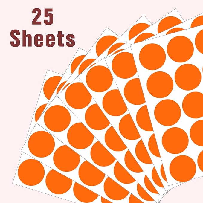 1.5" Round Colored Removable Stickers Labels - Orange,Pack of 500