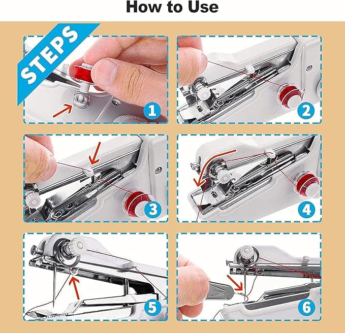 Handheld Sewing Machine, Portable & Cordless Mini Sewing Machine for Beginners - Electric Fast Stitching, DIY Fabric Clothes Repair Kit, Home Travel Mending Machine with Accessories(White)