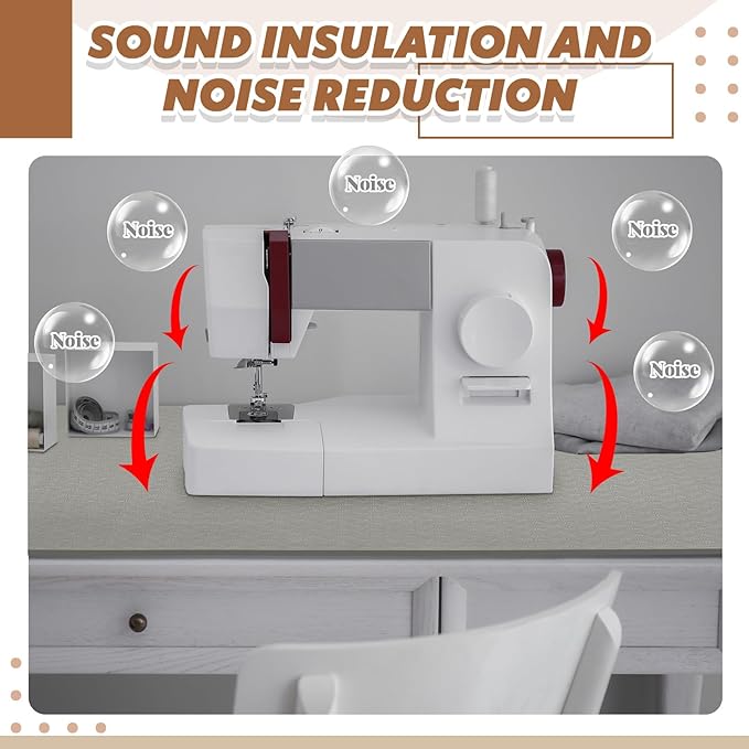 2 Pcs Sewing Machine Muffling Mat Pedal Sewing Mat Reduce Vibrations Noise No Slip Machine Accessories for Quilting (17'' X 36'' and 9'' X 14'',Gray)