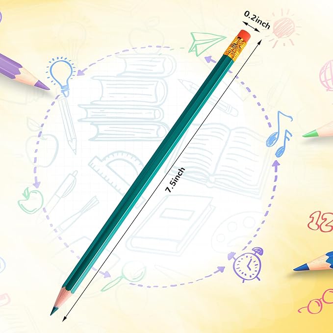 Zhanmai 24 Pcs Green Pencils with Eraser Pre-sharpened Green Checking Pencils 2hb Colored Wooden Erasable Pencil for Checking Test Correcting Grading Map Writing Drawing Coloring Editing Office Favor
