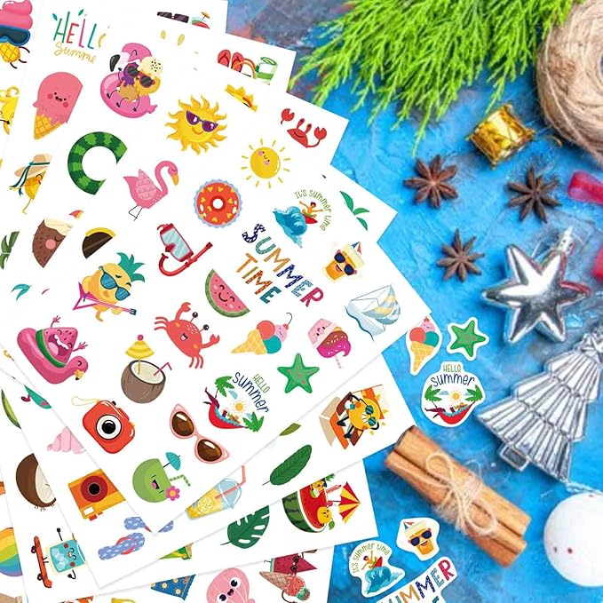 24 Sheets Summer Stickers Pool Beach Luau Hawaii Sticker Sea Beach Sun Stickers Hawaii Tropical Party Decoration Sticker Summer Holiday Party Favors
