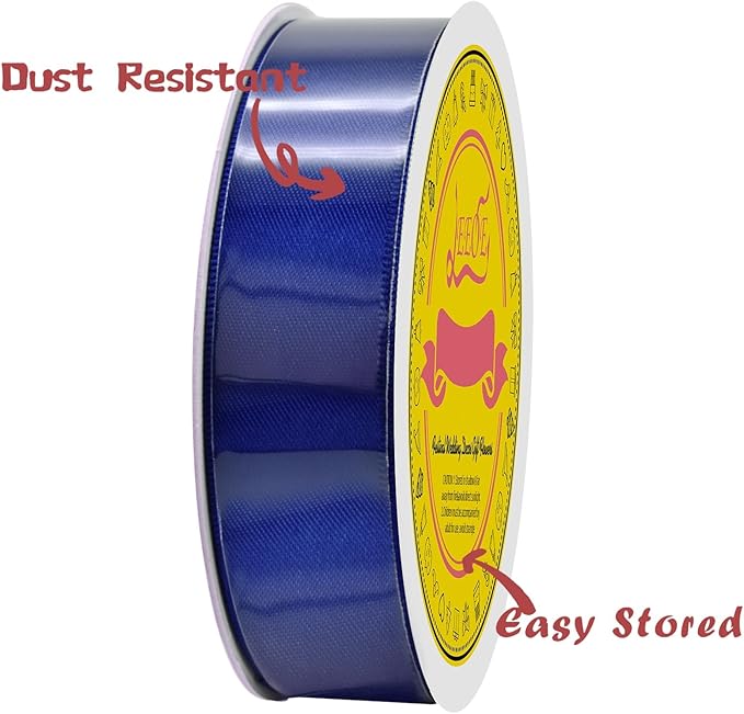 Double Face Cobalt Blue Satin Ribbon 7/8 inch X 25 Yards Polyester Cobalt Blue Ribbon for Gift Wrapping Very Suitable for Weddings Party Hair Bow Invitation Decorations and More