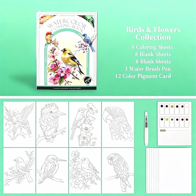 Watercolor Kit, Creative Stress Relief Kit Watercolor Painting Book, Water Colors Paint Adult Set, DIY 3-Fold Watercolors Pad for Beginners and Enthusiasts (Aa)