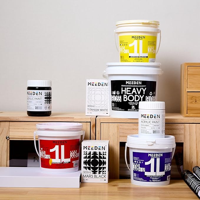 MEEDEN Black and White Acrylic Paint: 300ml/10oz x 2 Jars Heavy Body Gloss Acrylic Paint - Thick Art Paints for Professional Artists Painting on Canvas